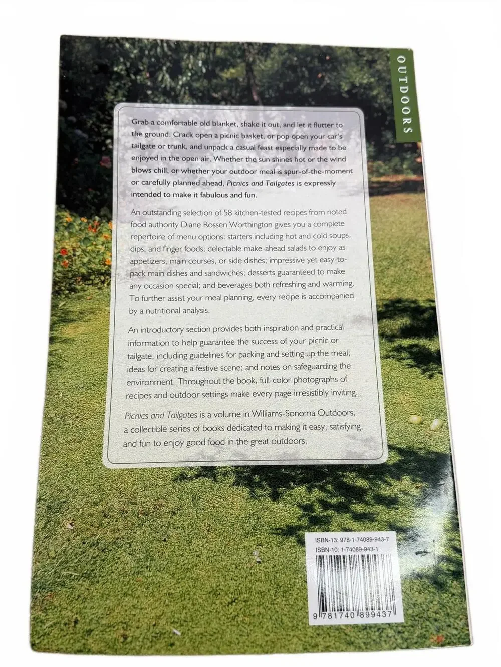 Williams Sonoma Picnics and Tailgates Cookbook Outdoor Recipes Softcover Book